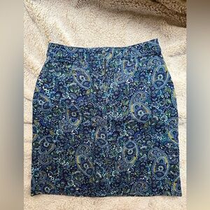 Talbots Size 2P Paisley Corduroy Skirt